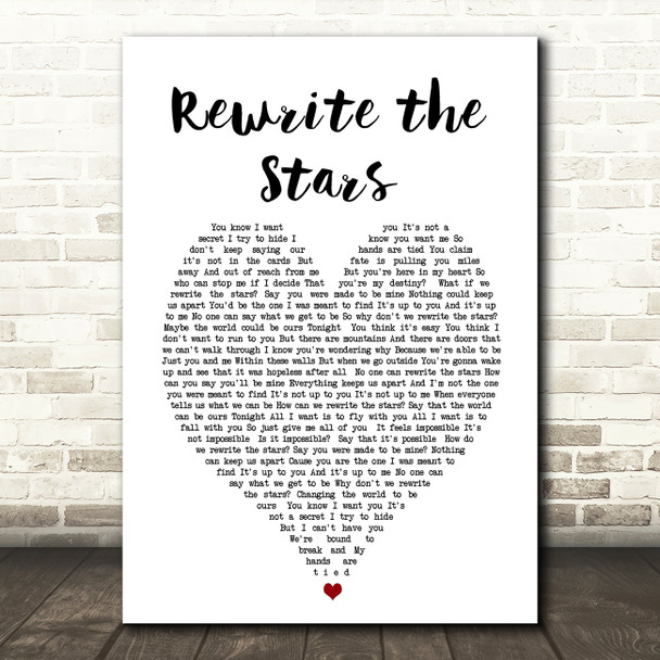 Rewrite The Stars The Greatest Showman Heart Song Lyric Quote Print