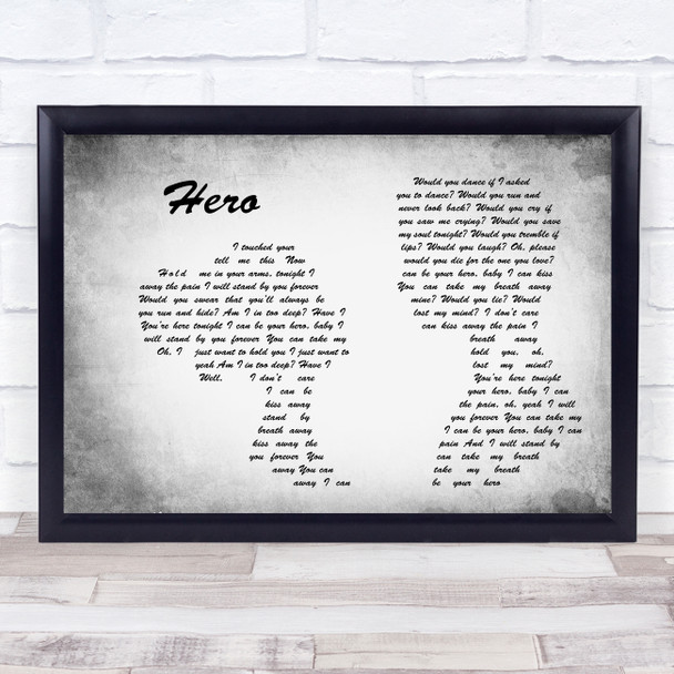 Enrique Iglesias Hero Man Lady Couple Grey Song Lyric Print