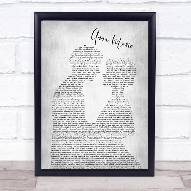 Jim Reeves Anna Marie Man Lady Bride Groom Wedding Grey Song Lyric Print