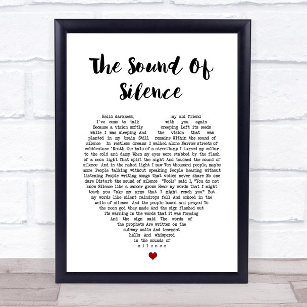 The Sound Of Silence Simon & Garfunkel Heart Song Lyric Quote Print