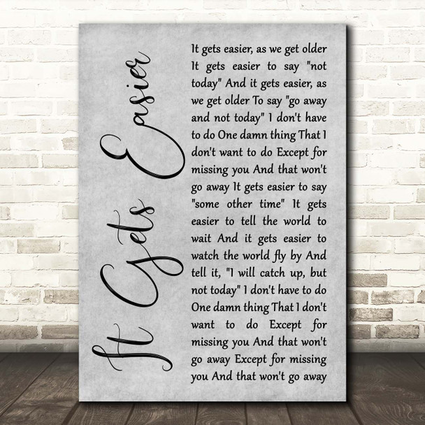 Willie Nelson It Gets Easier Grey Rustic Script Song Lyric Print