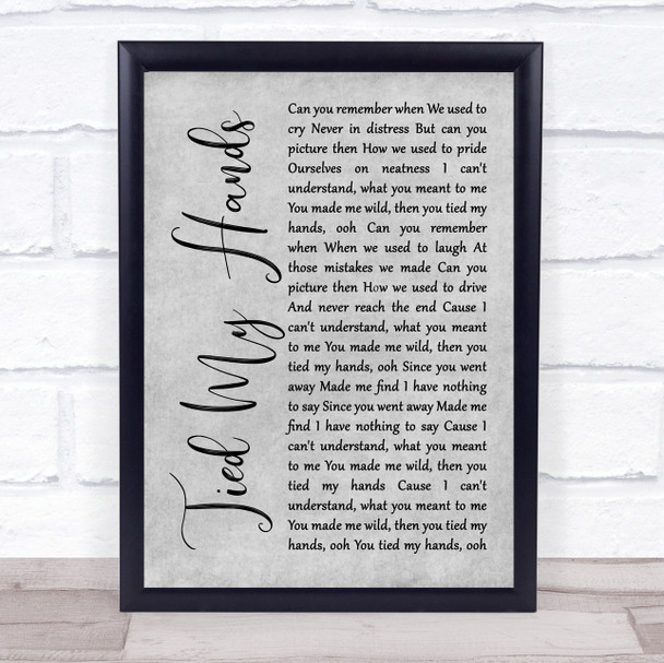 Seether Tied My Hands Grey Rustic Script Song Lyric Print