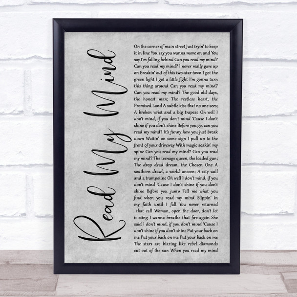 The Killers Read My Mind Grey Rustic Script Song Lyric Print