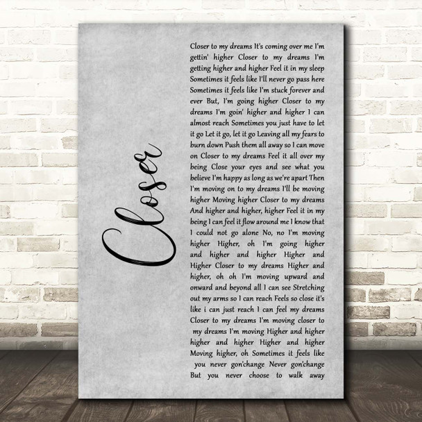 Goapele Closer Grey Rustic Script Song Lyric Print