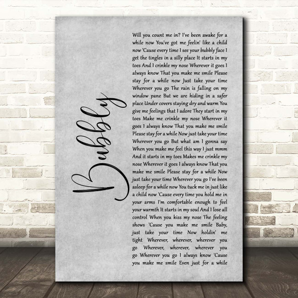 Colbie Caillat Bubbly Grey Rustic Script Song Lyric Print