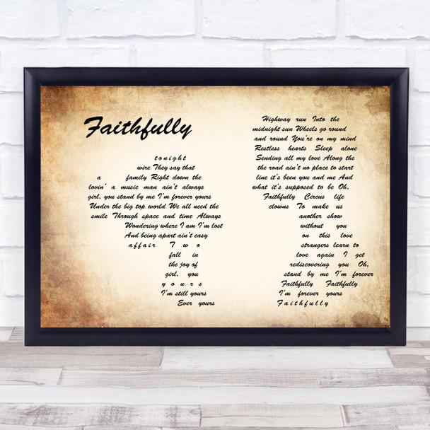 Journey Faithfully Man Lady Couple Song Lyric Print