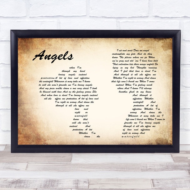Robbie Williams Angels Man Lady Couple Song Lyric Print