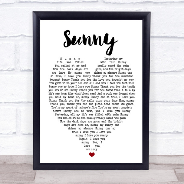 Bobby Hebb Sunny Heart Song Lyric Quote Print