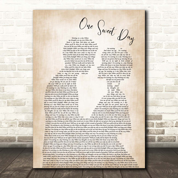 Mariah Carey, Boyz II Men One Sweet Day Man Lady Bride Groom Wedding Song Lyric Print