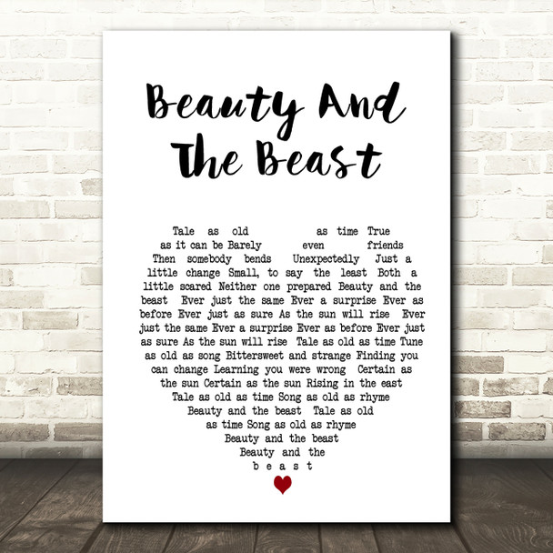 Celine Dione Beauty And The Beast Heart Song Lyric Quote Print