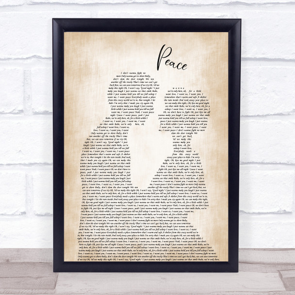 O.A.R. Peace Man Lady Bride Groom Wedding Song Lyric Print