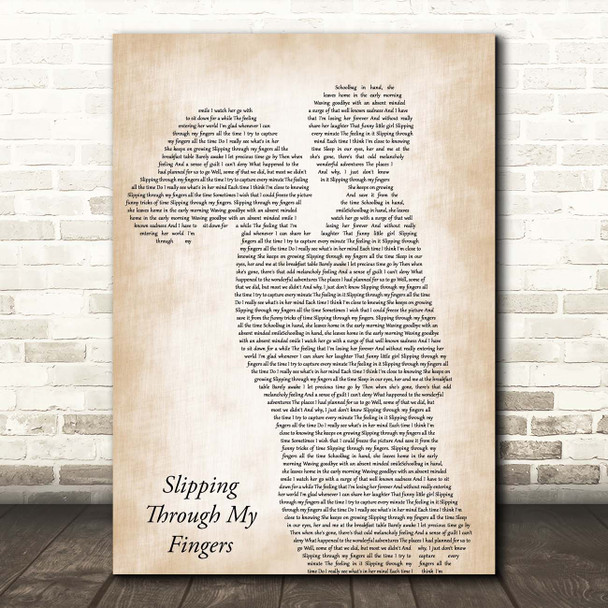 ABBA Slipping Through My Fingers Mother & Child Song Lyric Print