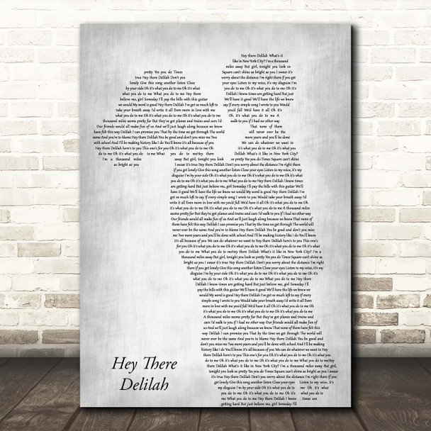 Plain White T's Hey There Delilah Mother & Child Grey Song Lyric Print