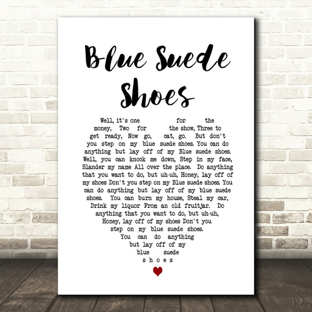 Elvis Presley Blue Suede Shoes Heart Song Lyric Print