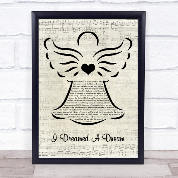 Les Misérables I Dreamed A Dream Music Script Angel Song Lyric Print