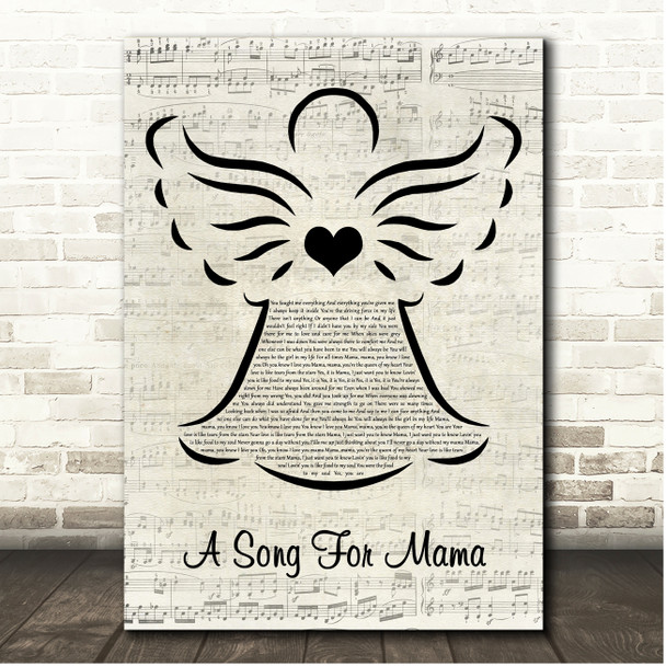 Boyz II Men A Song For Mama Music Script Angel Song Lyric Print