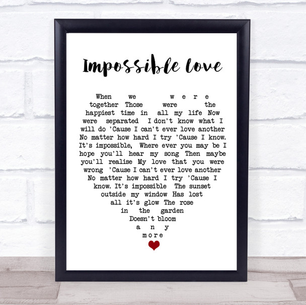 Impossible Love UB40 Quote Song Lyric Heart Print