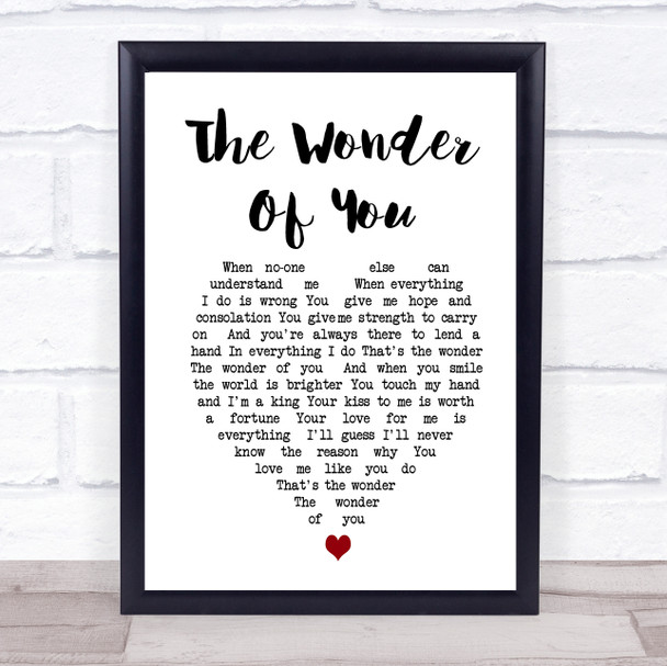 Elvis Presley The Wonder Of You Heart Song Lyric Quote Print