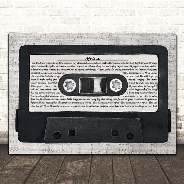Toto Africa Music Script Cassette Tape Song Lyric Print
