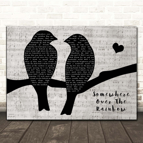 Israel Kamakawiwo'ole Somewhere Over The Rainbow Lovebirds Music Script Song Lyric Print