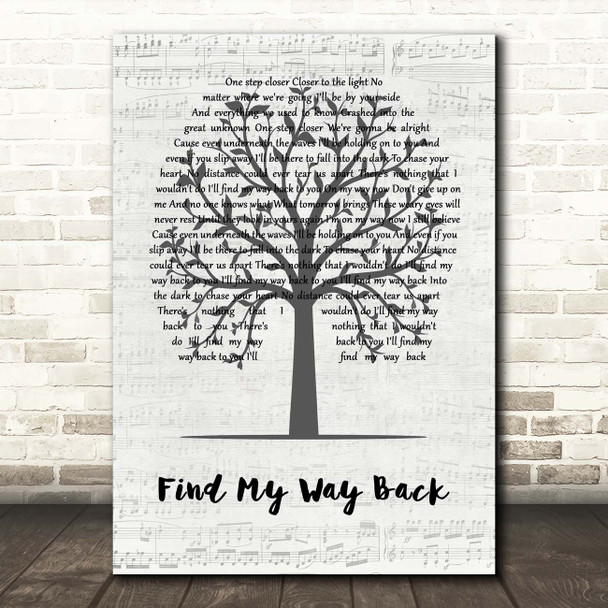 Eric Arjes Find My Way Back Music Script Tree Song Lyric Print