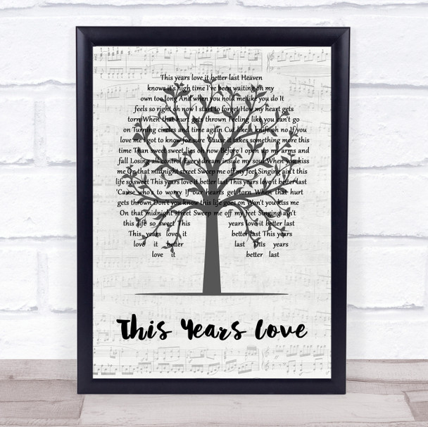 David Gray This Years Love Music Script Tree Song Lyric Print