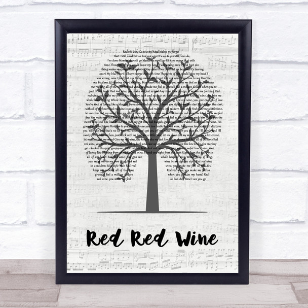 UB40 Red Red Wine Music Script Tree Song Lyric Print