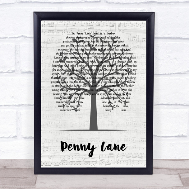 The Beatles Penny Lane Music Script Tree Song Lyric Print