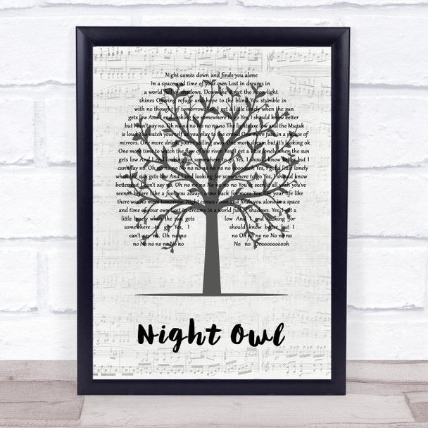 Gerry Rafferty Night Owl Music Script Tree Song Lyric Print