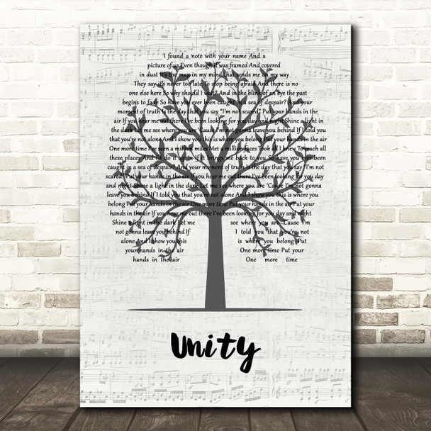 Shinedown Unity Music Script Tree Song Lyric Print