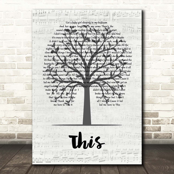 Darius Rucker This Music Script Tree Song Lyric Print