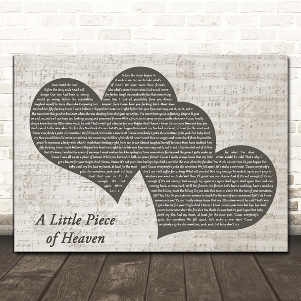 Avenged Sevenfold A Little Piece of Heaven Landscape Music Script Two Hearts Song Lyric Print