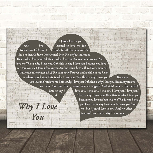 MAJOR Why I Love You Landscape Music Script Two Hearts Song Lyric Print