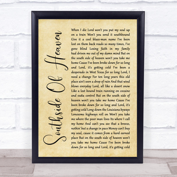 Ryan Bingham Southside Of Heaven Rustic Script Song Lyric Print