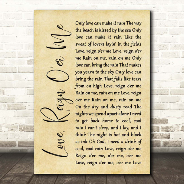 The Who Love, Reign O'er Me Rustic Script Song Lyric Print