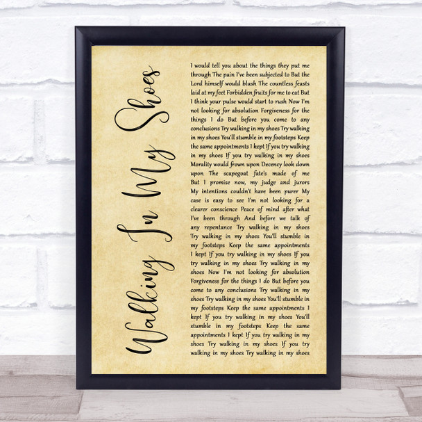 Depeche Mode Walking In My Shoes Rustic Script Song Lyric Print