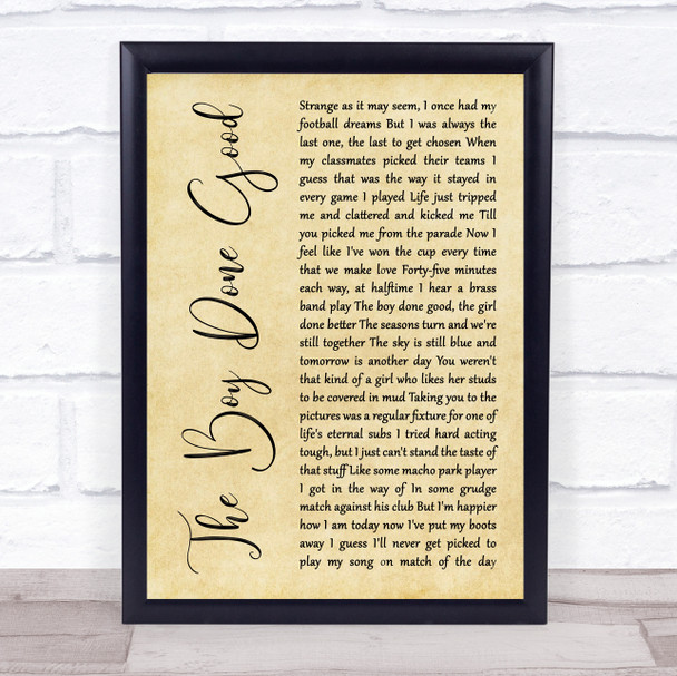 Billy Bragg The Boy Done Good Rustic Script Song Lyric Print