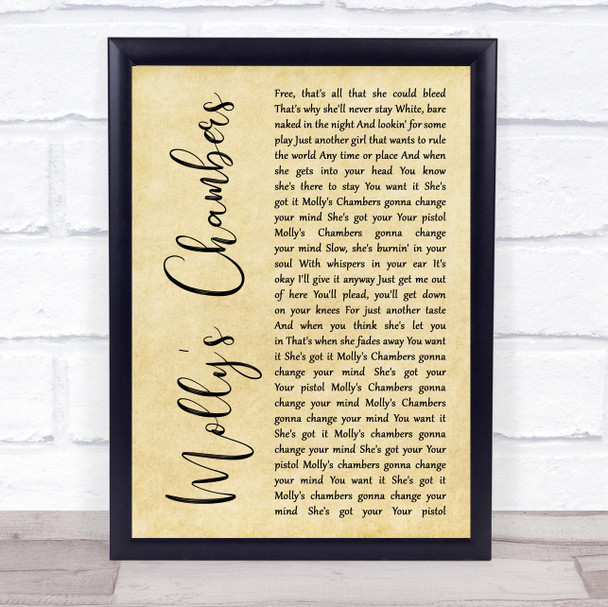 Kings Of Leon Molly's Chambers Rustic Script Song Lyric Print