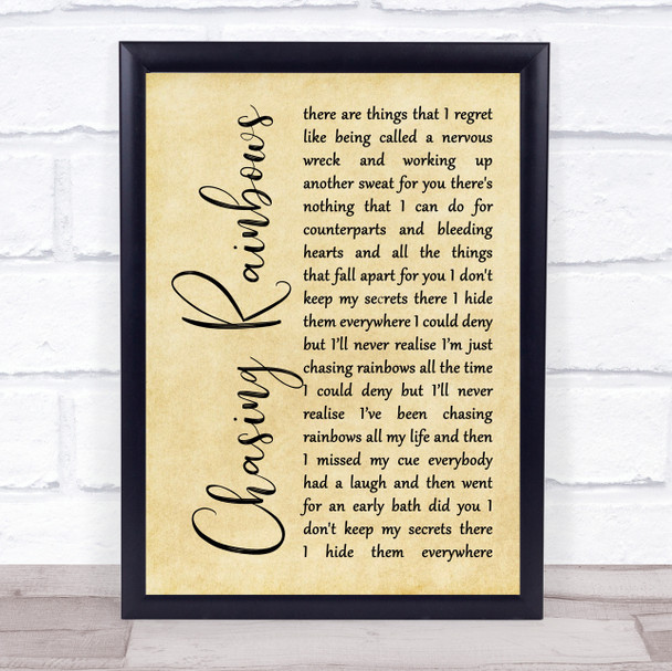 Shed Seven Chasing Rainbows Rustic Script Song Lyric Print