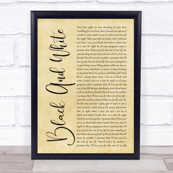 Niall Horan Black And White Rustic Script Song Lyric Print