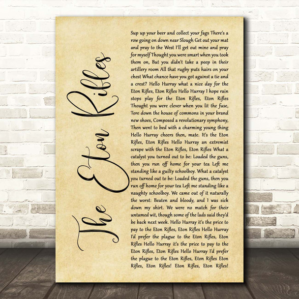 The Jam The Eton Rifles Rustic Script Song Lyric Print