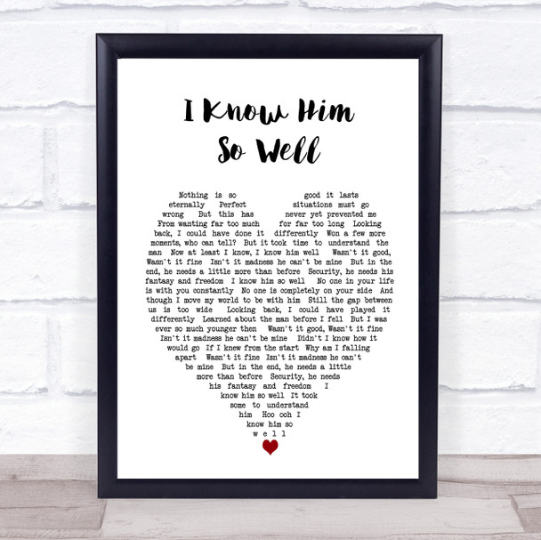 Whitney Houston I Know Him So Well Heart Song Lyric Quote Print