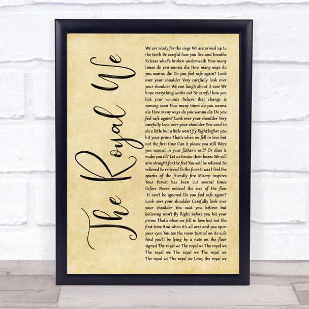 Silversun Pickups The Royal We Rustic Script Song Lyric Print