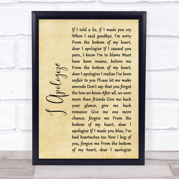 Billy Eckstine I Apologize Rustic Script Song Lyric Print