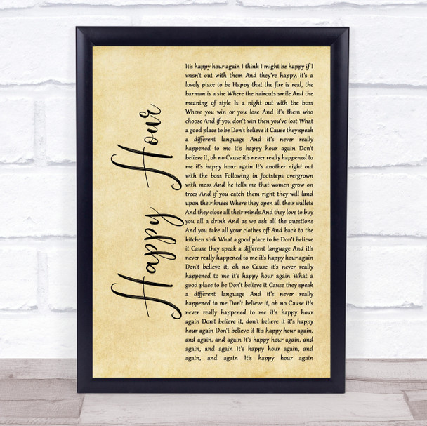 The Housemartins Happy Hour Rustic Script Song Lyric Print