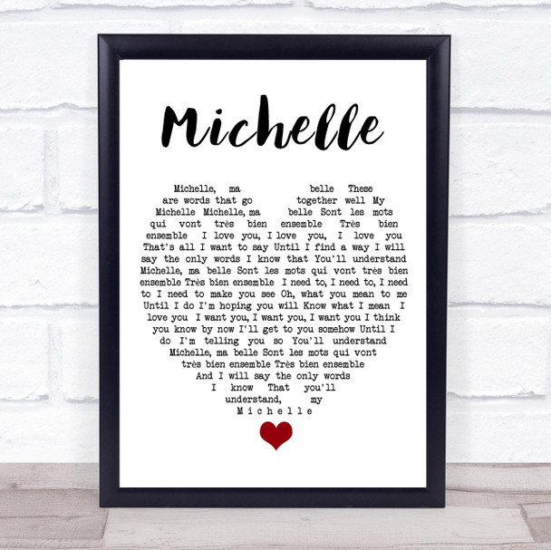 Michelle The Beatles Quote Song Lyric Heart Print