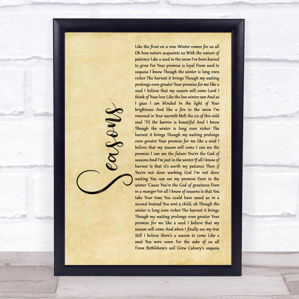 Hillsong Worship Seasons Rustic Script Song Lyric Print