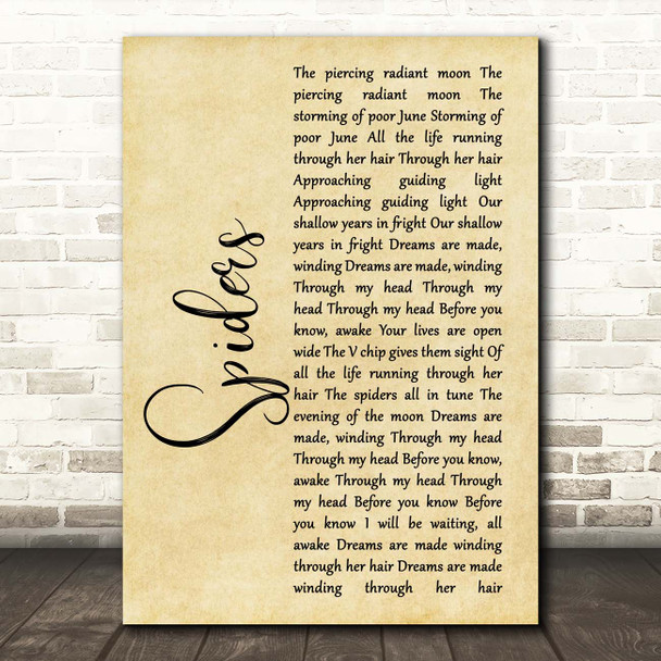 System Of A Down Spiders Rustic Script Song Lyric Print