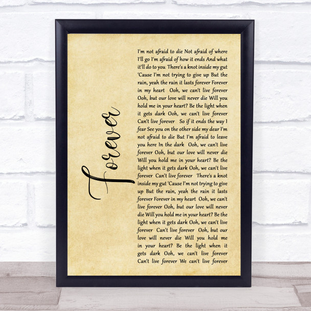 The Amity Affliction Forever Rustic Script Song Lyric Print