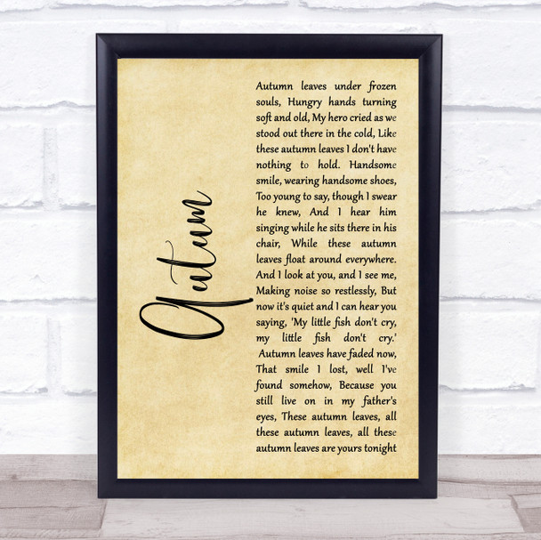 Paolo Nutini Autum Rustic Script Song Lyric Print